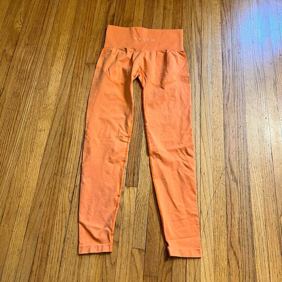 NVGTN Curve Seamless Leggings Womens Small Cropped Gym Orange - Picture 1 of 7